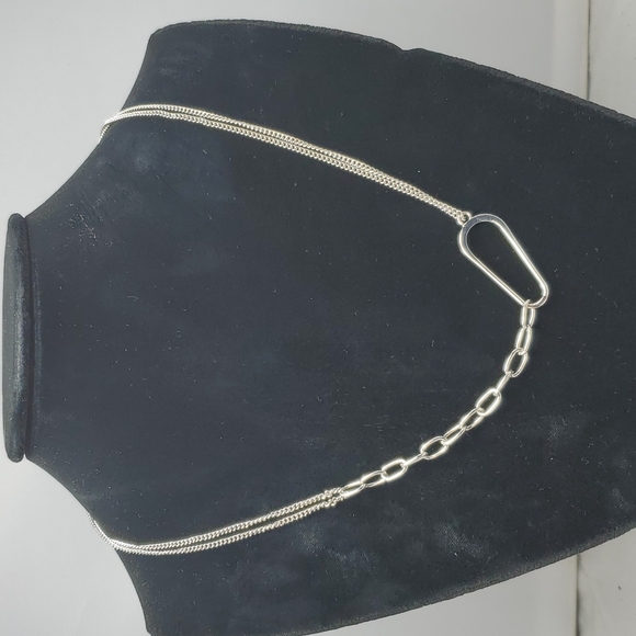 French connection silver rhodium link lariat necklace - Picture 1 of 4